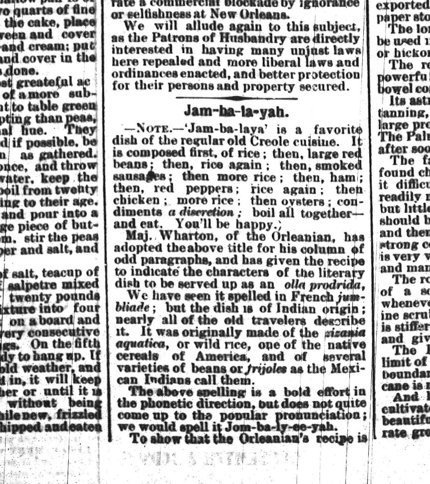 Jambalaya history, origins and etymology